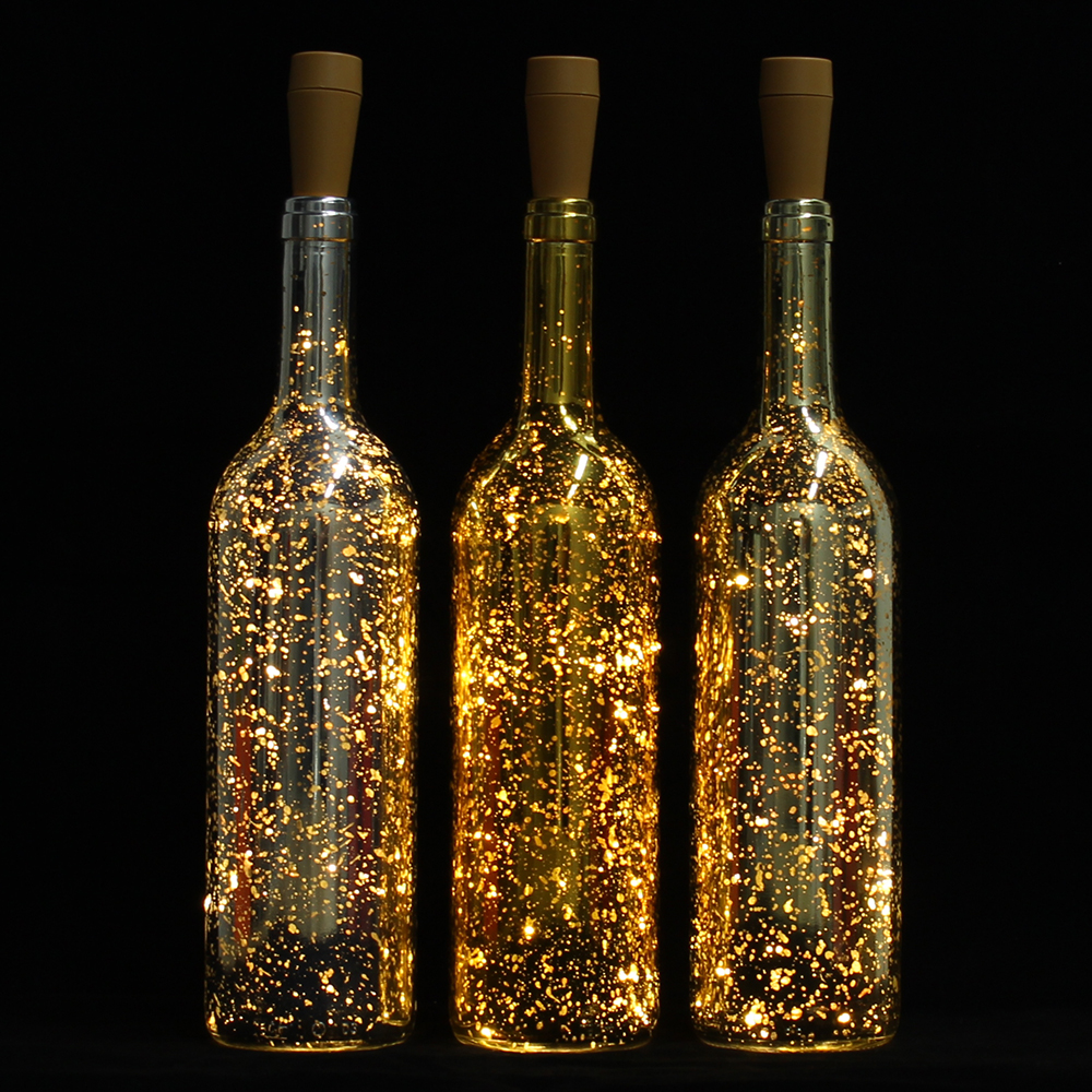 Wine Bottle LED Lights Warm White Rechargeable USB Powered Golden Bottle 